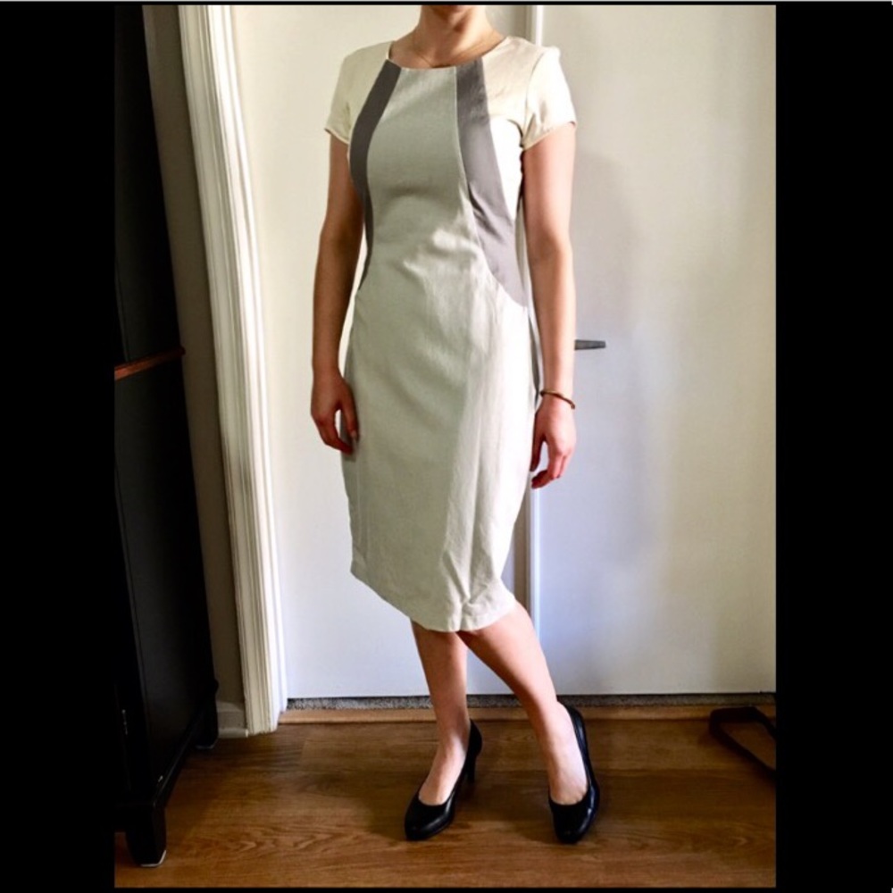 NWOT Sheath Dress - Linen Color block